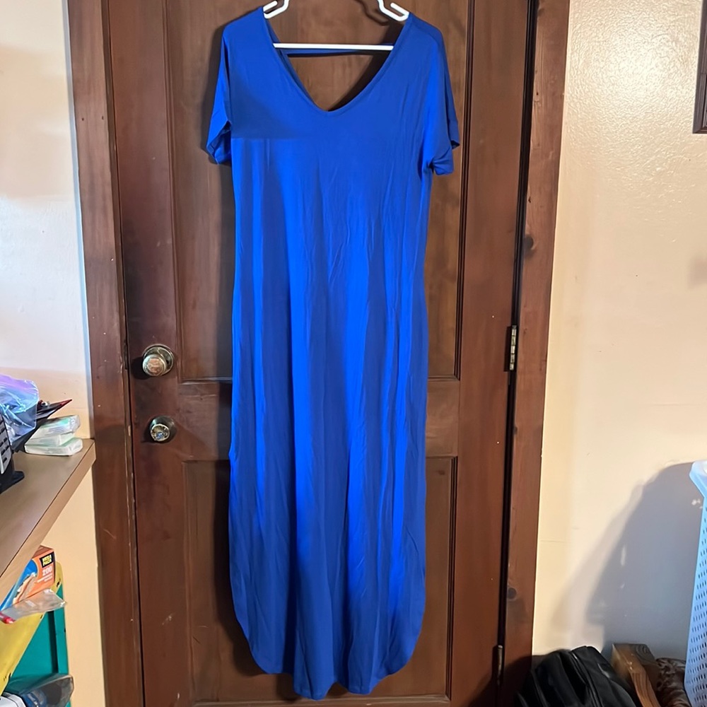 SMALL BLUE SIMPLE POPOVER DRESS SHORT SLEEVE NWOT